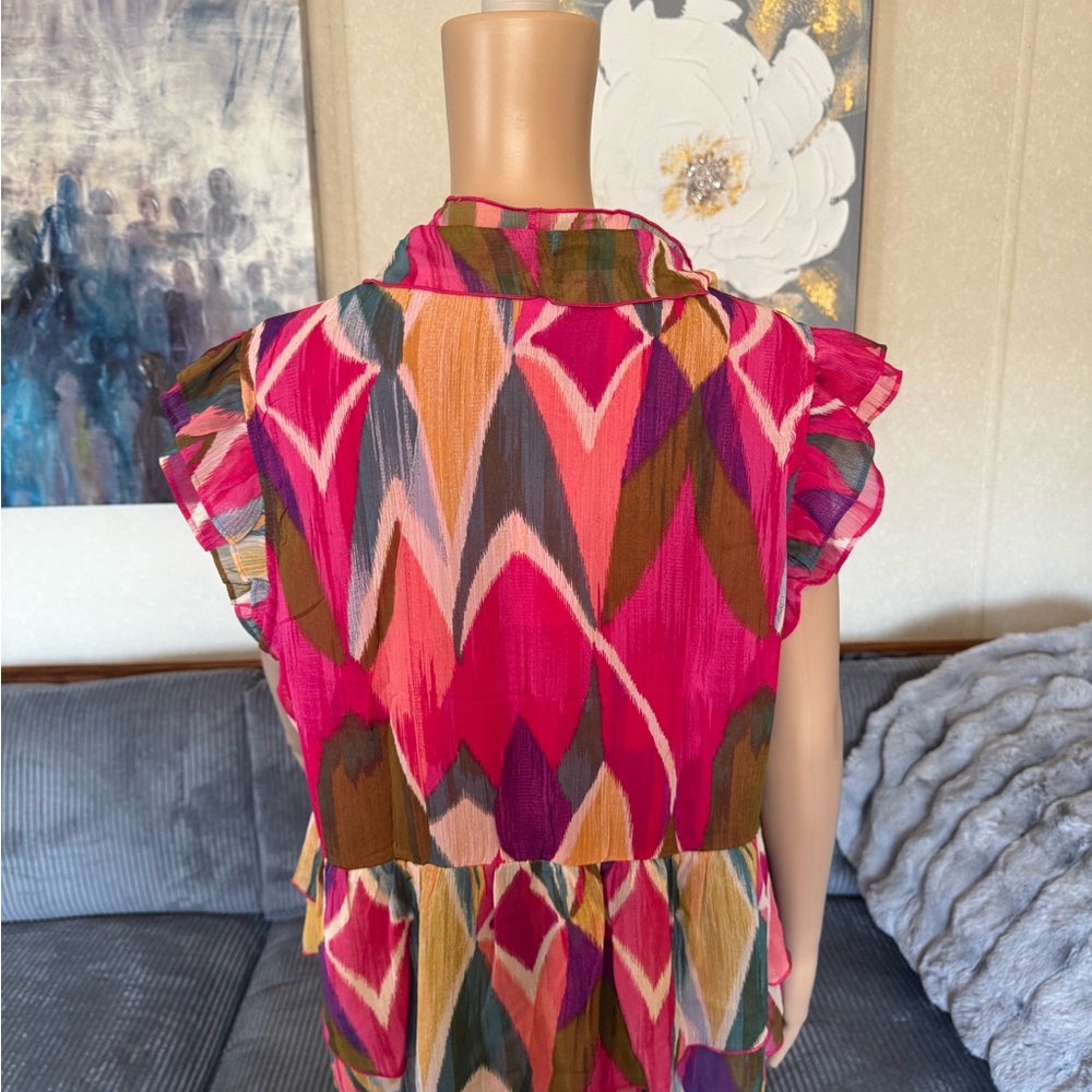 Colorful Ruffled Women's Blouse - Picture 8 of 16